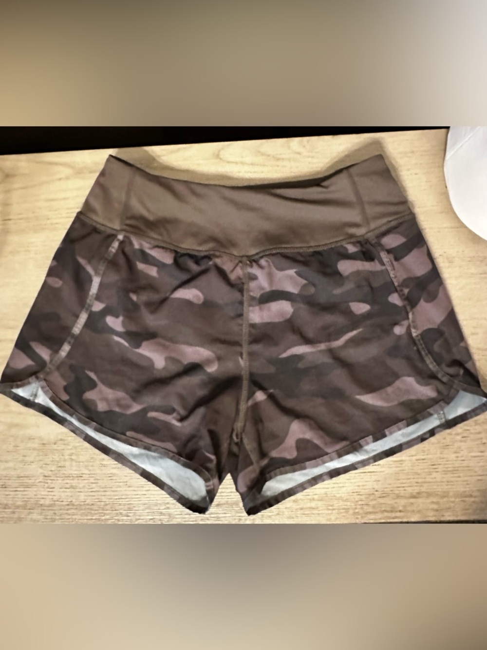 Women’s Brown Camo High-Waist Athletic Shorts